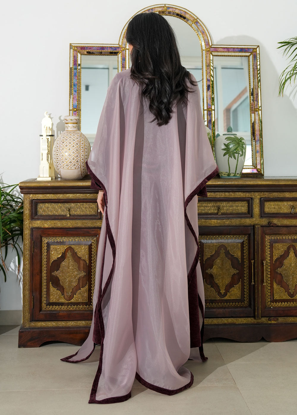 8071 Brown Red Bisht Daraa Set For Women