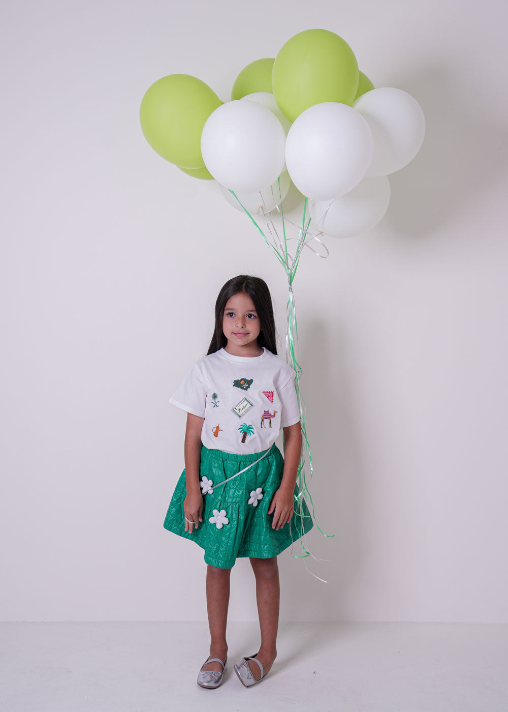 7922 Saudi Green Flower Skirt For Girls