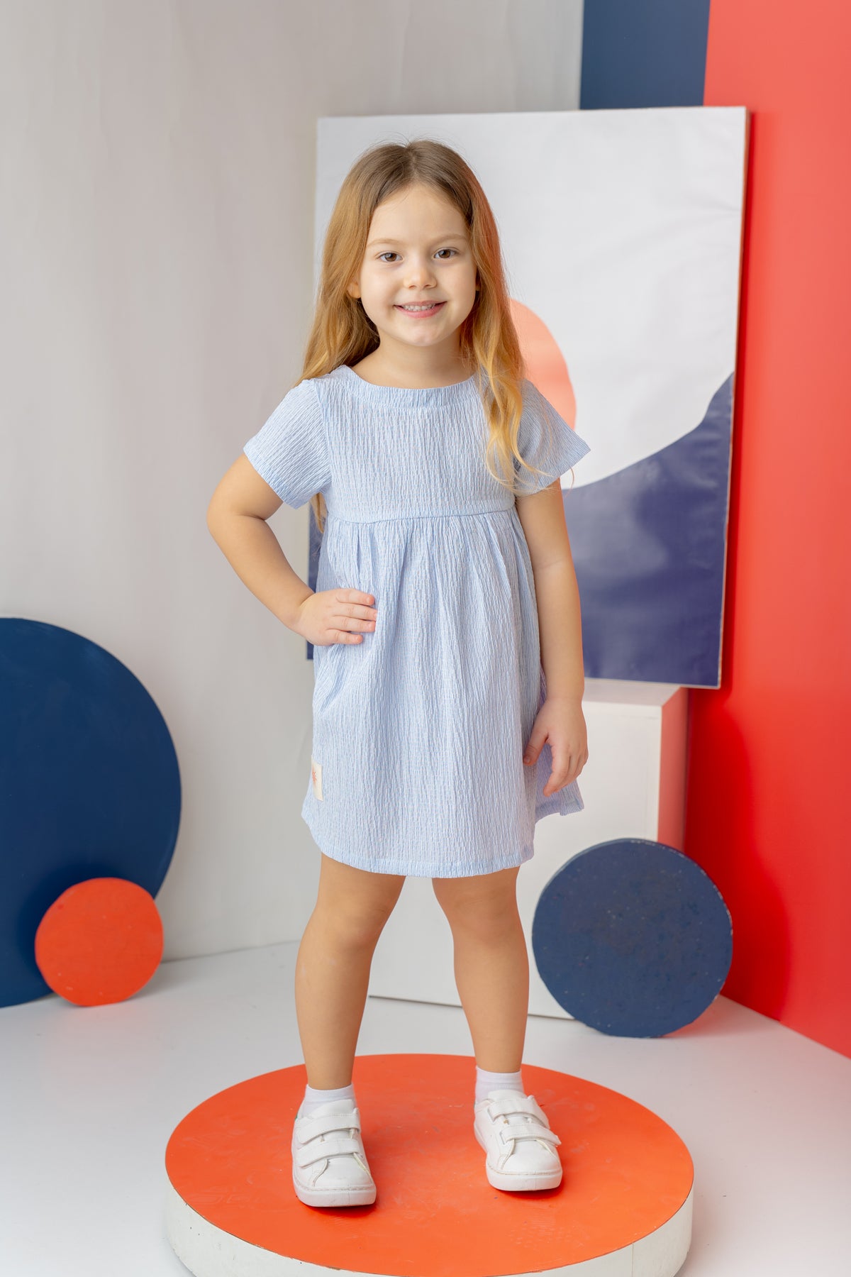 7876 Light Blue Dress For Girls
