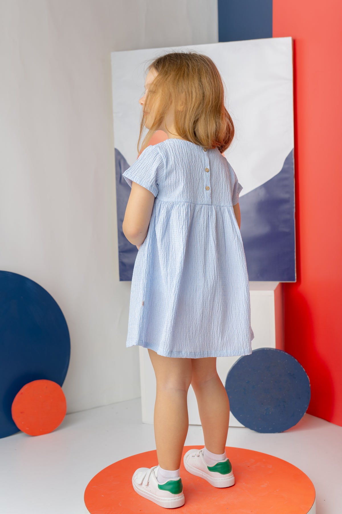 7876 Light Blue Dress For Girls