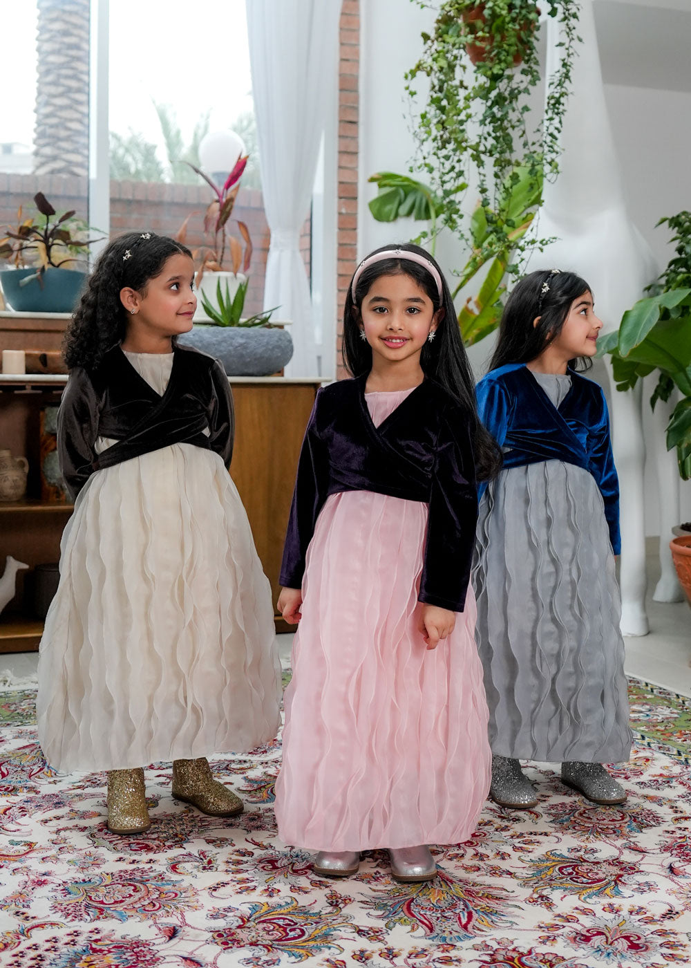 8042 Brown Daraa Velvet Set For Girls