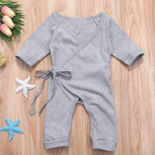 Grey Jumpsuit With Wings For Babies (With Name Embroidery)