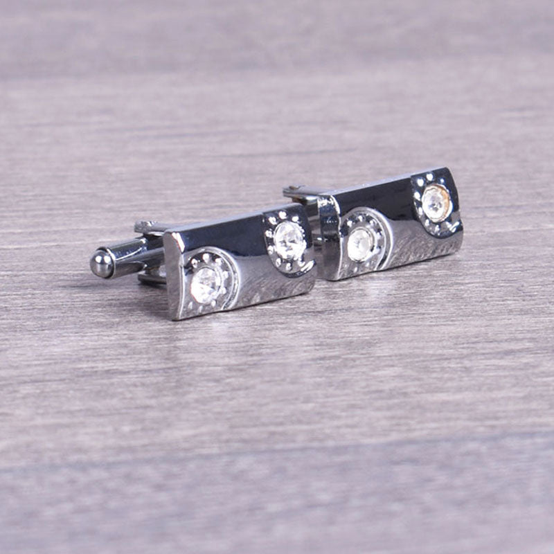 Silver Cufflink With Double Stone