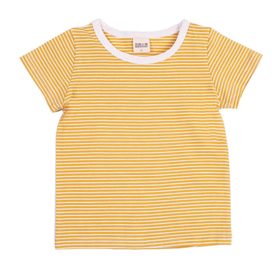 Striped Yellow Cotton T-shirt For Kids