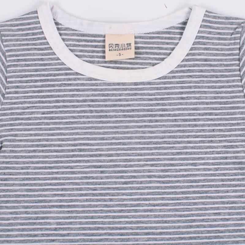 Striped Gray Cotton T-shirt For Kids