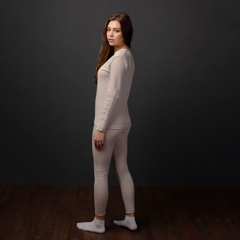 طقم الجزيرة الحراري باللون البيج للنساء