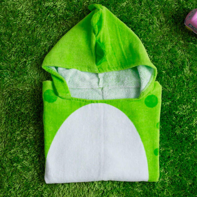 Green Dinosaur Bath Towel With Hoody For Babies (With Name Embroidery Option)