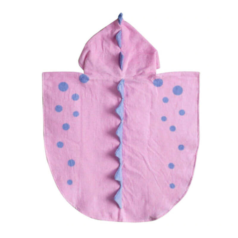 Pink Dinosaur Bath Towel With Hoody For Babies (With Name Embroidery Option)
