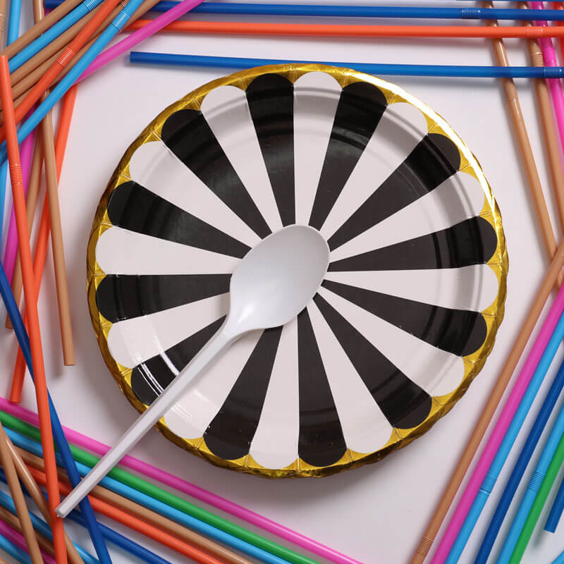 black-and-white Pattern Paper Plate