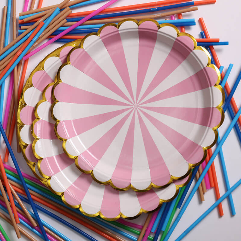 light-pink And White Pattern Paper Plate