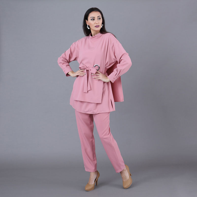 Pink Set With Belt For Women