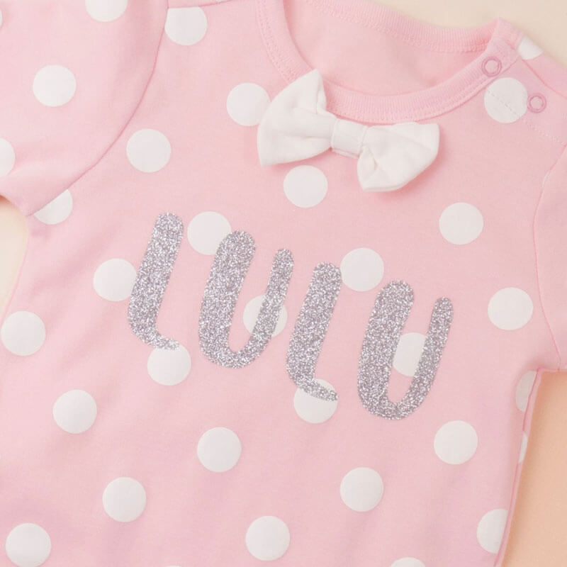 Pink Polka Dot Gentlemen Suit For Baby (With Name Printing Option)