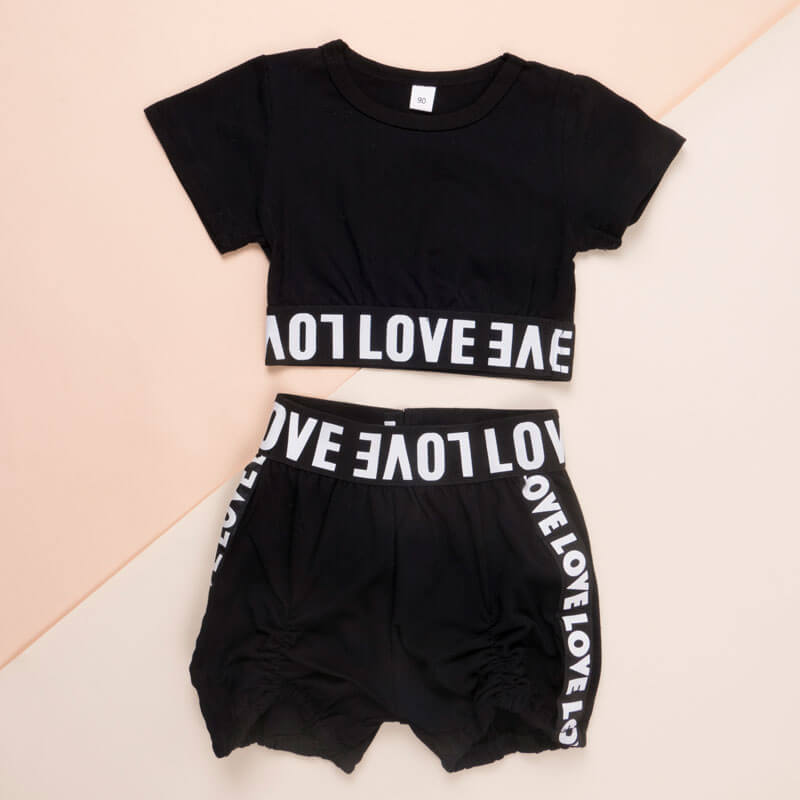 Set Of Two Black Top And Pant For Kids (With Name Printing Option)