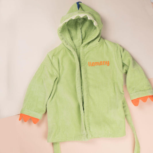 Green Towel For Kids (With Name Embroidery)