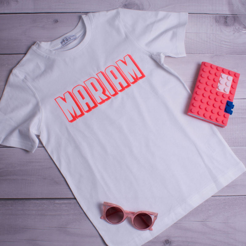 Embroidered T-shirt With Fluo Pink 2