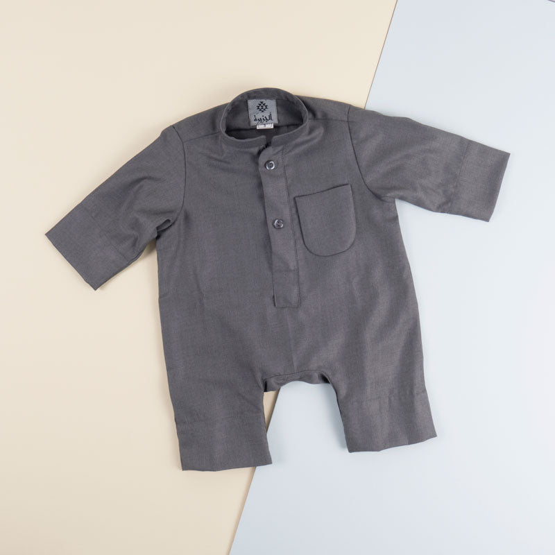 Grey Winter Al Jazeera Dishdasha For Newborn (With Name Embroidery)