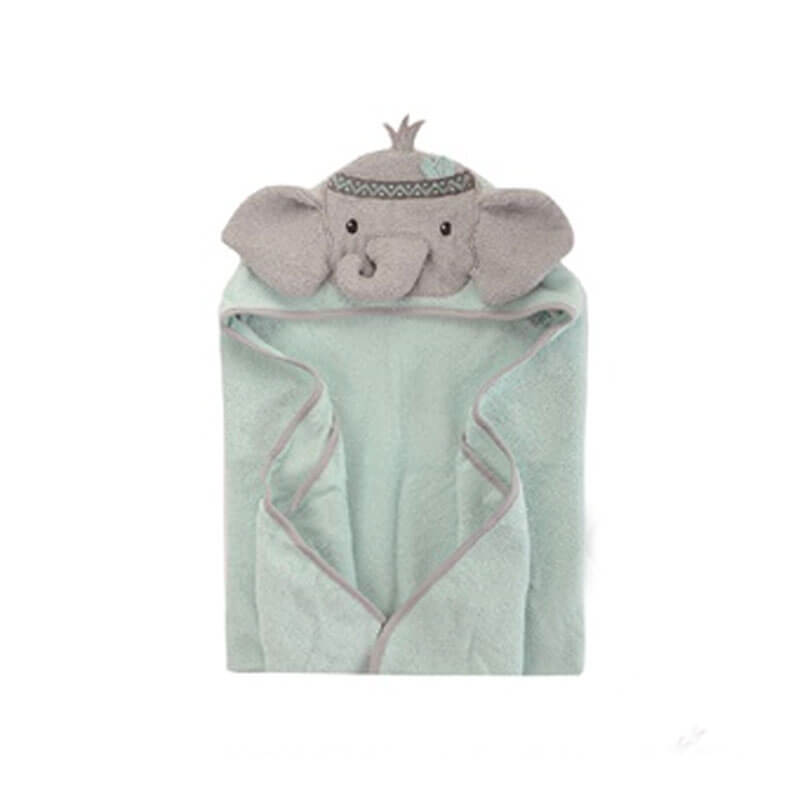 Green Elephant Towel For Kids (With Name Embroidery)