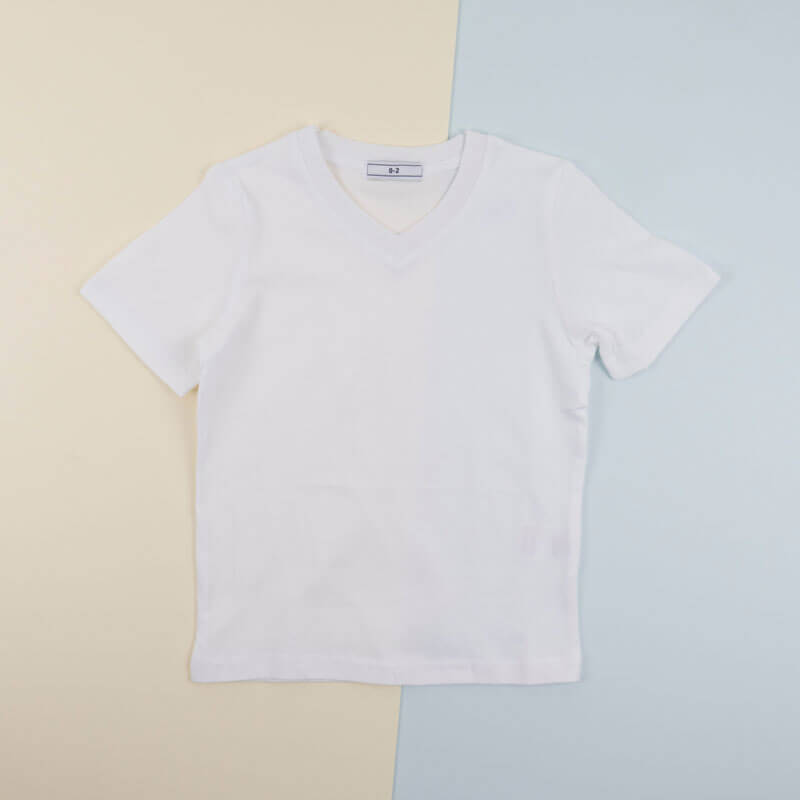 White T-Shirt Blue And Yellow Splash Design For Boys
