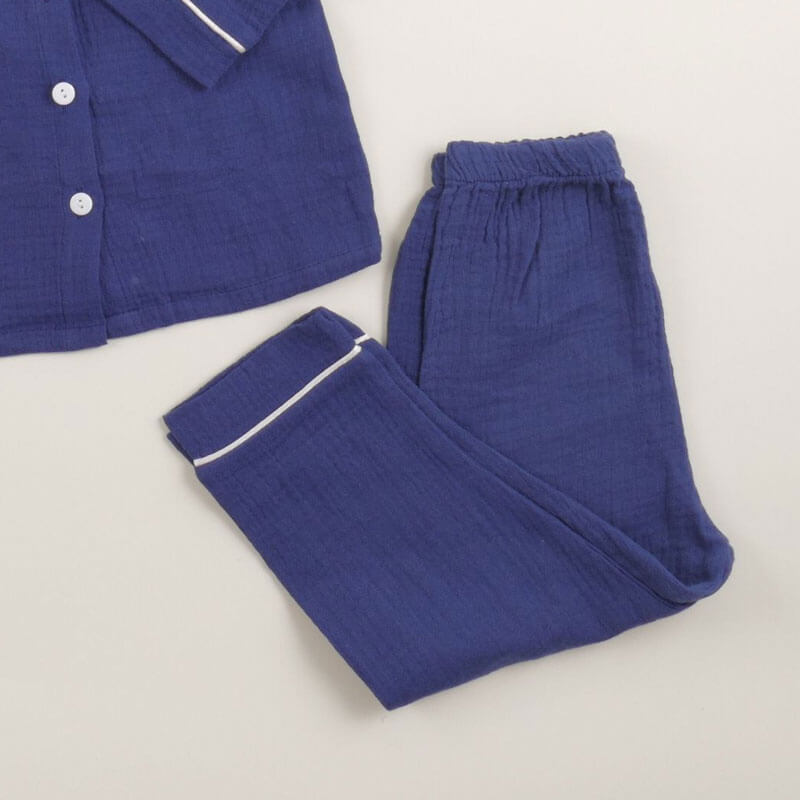 Navy Soft Pajama Set For Kids (With Name Embroidery Option)