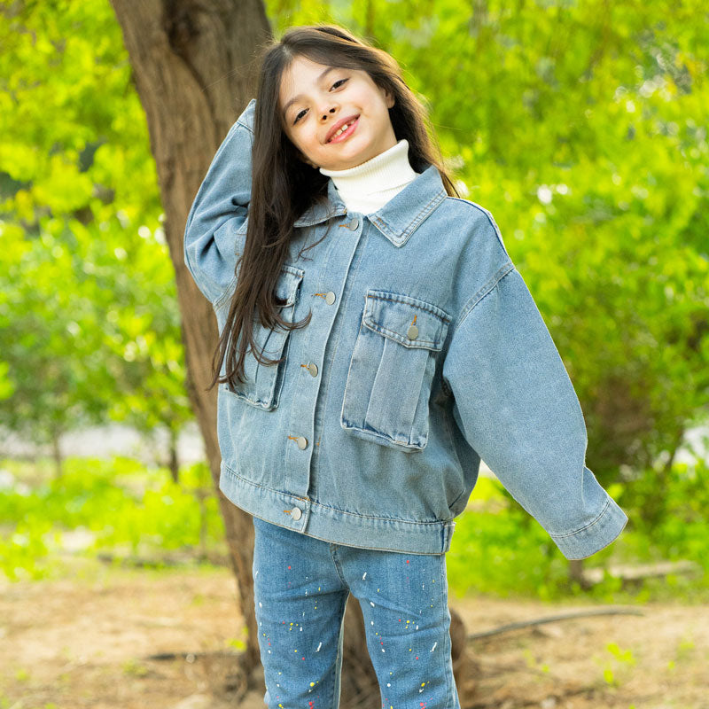 جاكيت جينز أزرق لليوم الوطني للأطفال