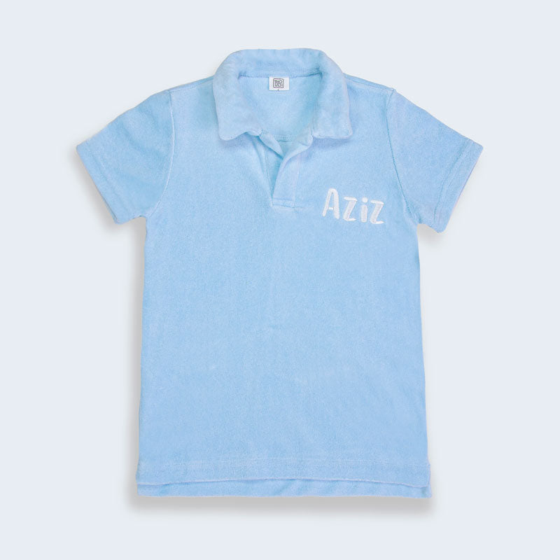 Blue Towel Shirt For Kids ( With Embroidery Option)