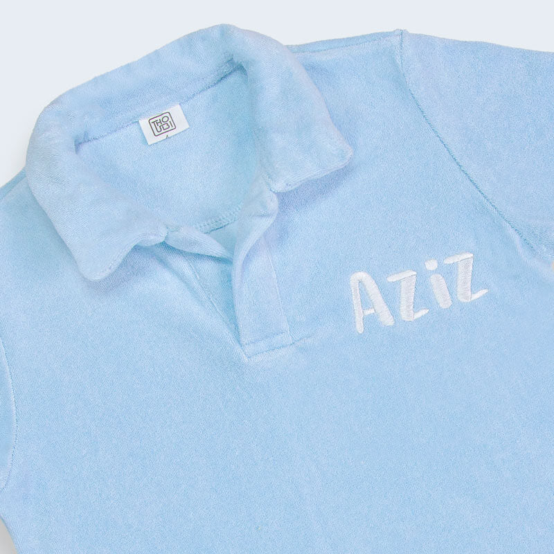 Blue Towel Shirt For Kids ( With Embroidery Option)