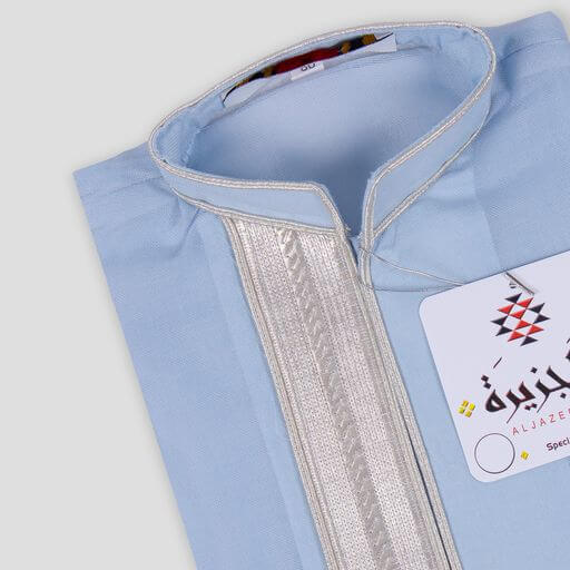 sky-blue Dagla With Silver Embroidery For Boys (With Name Embroidery Option)