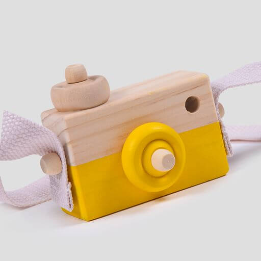 Yellow Wooden Camera For Kids