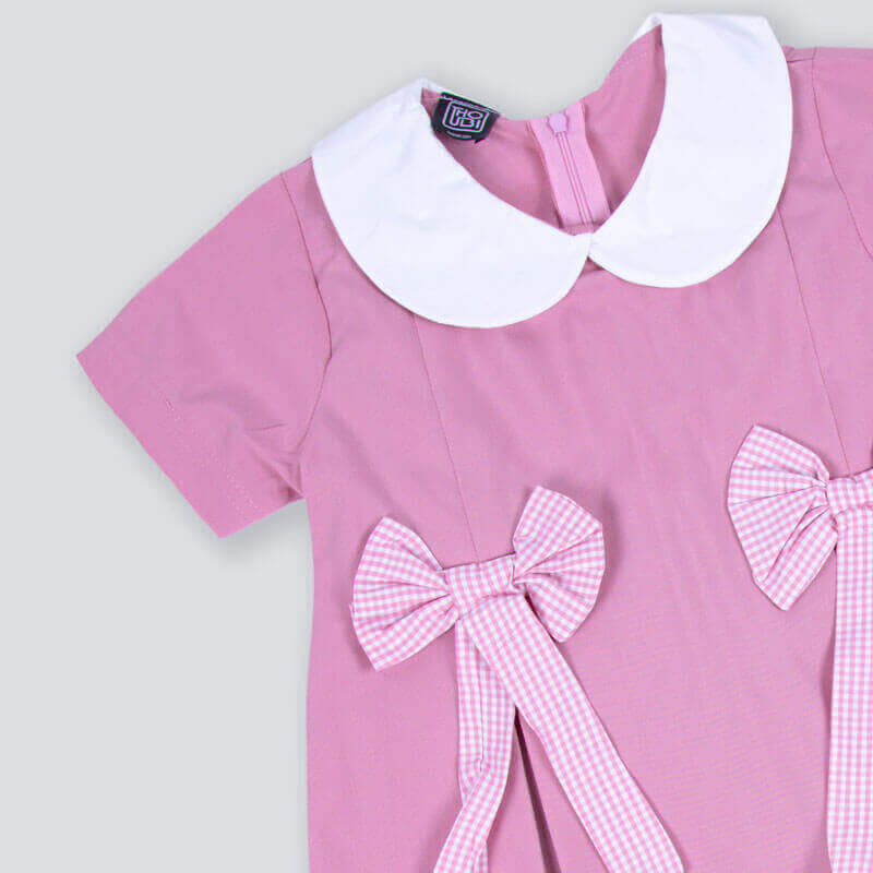 Pink Elementary School Dress For Girls BTS3 (With Name Embroidery Option)