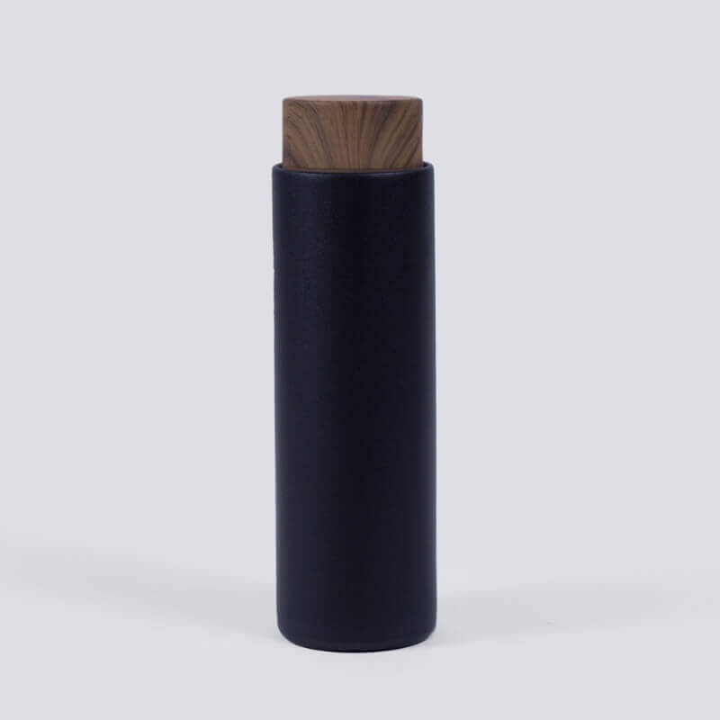 Black Wooden Water Bottle - 400ml (With Name Printing Option)