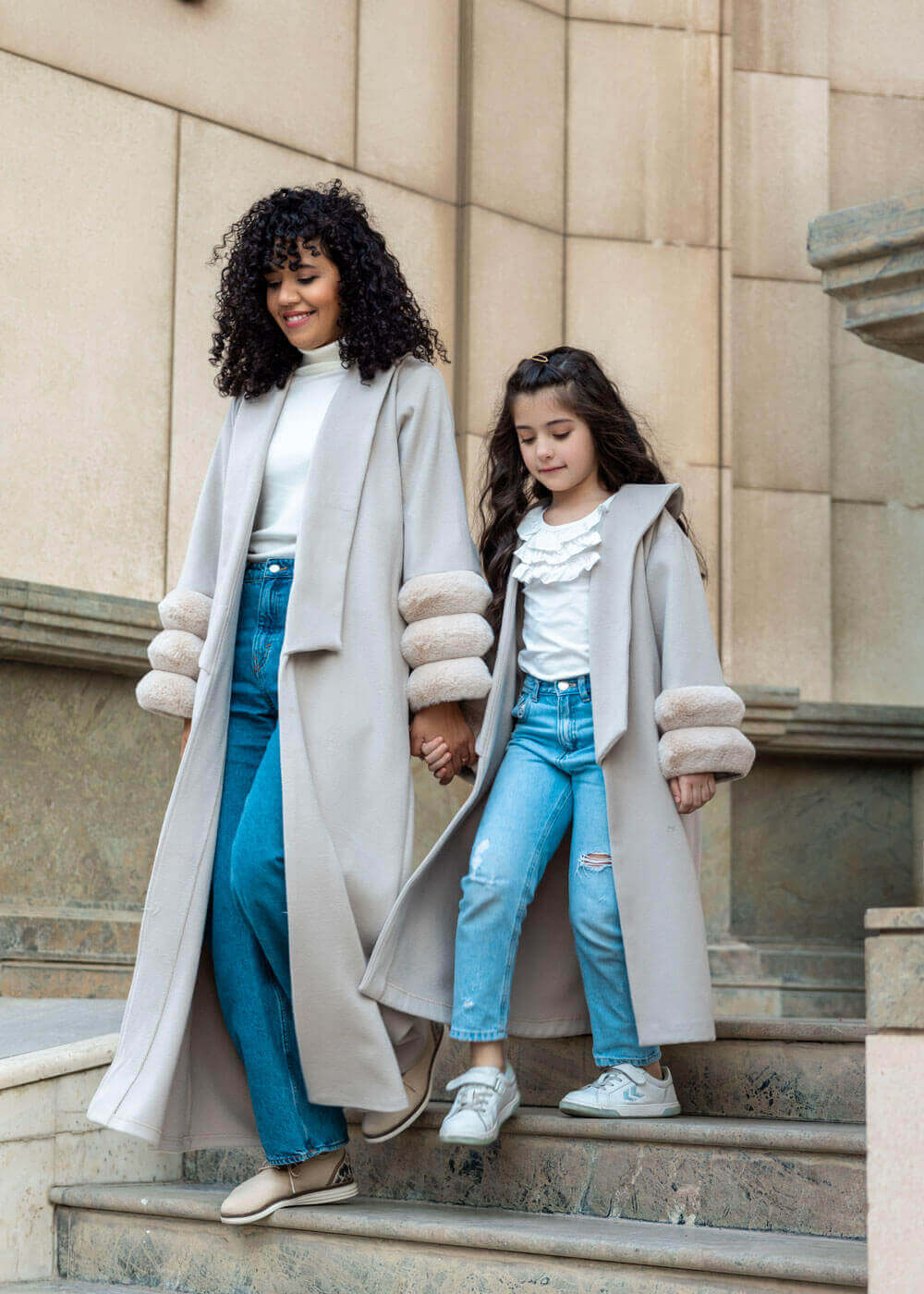 Grey Winter Furwa Puff Sleeves FW2022 (Mother Daughter Collection)