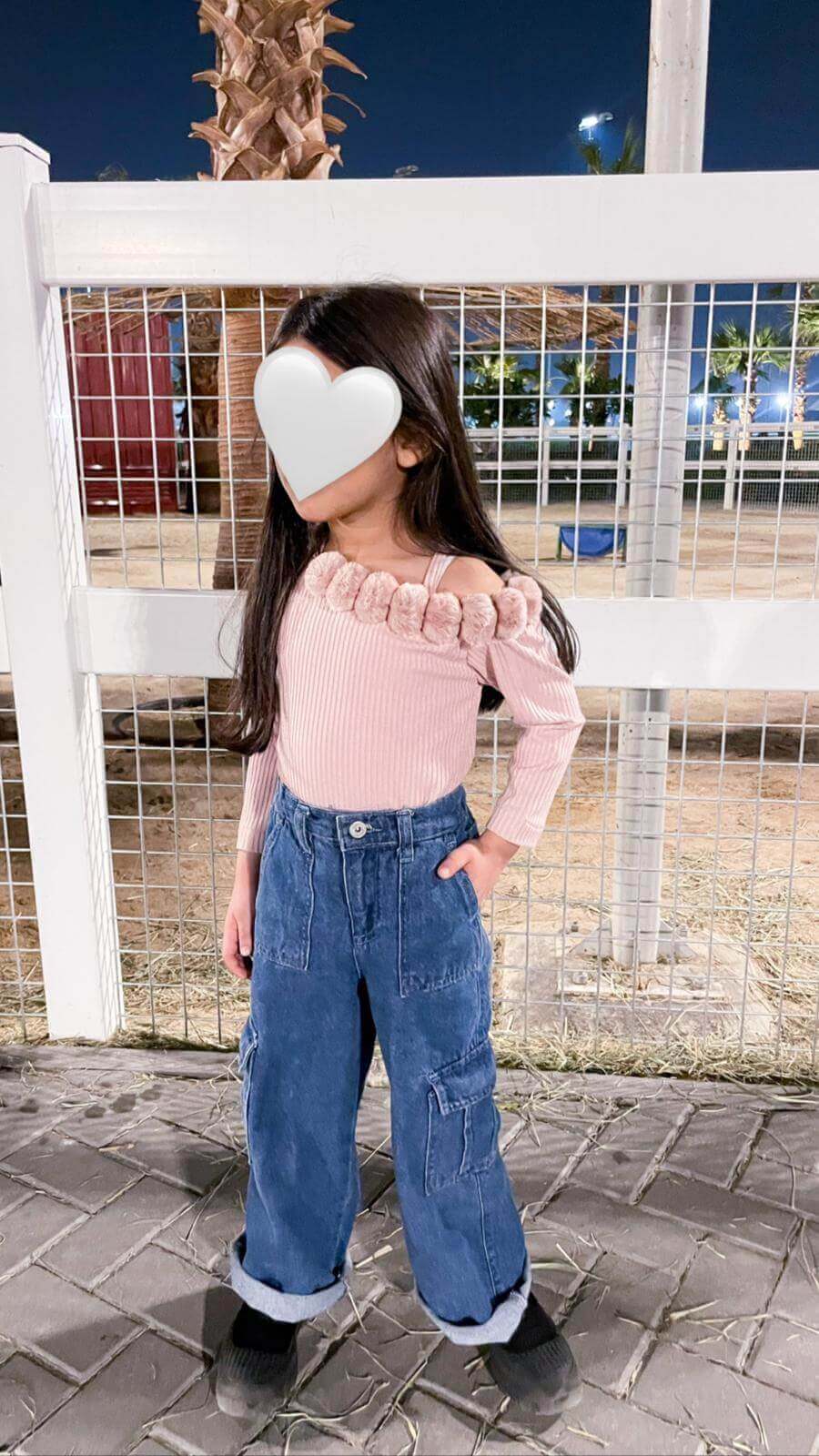 Pink Fluffy Off-Shoulder Top For Girls