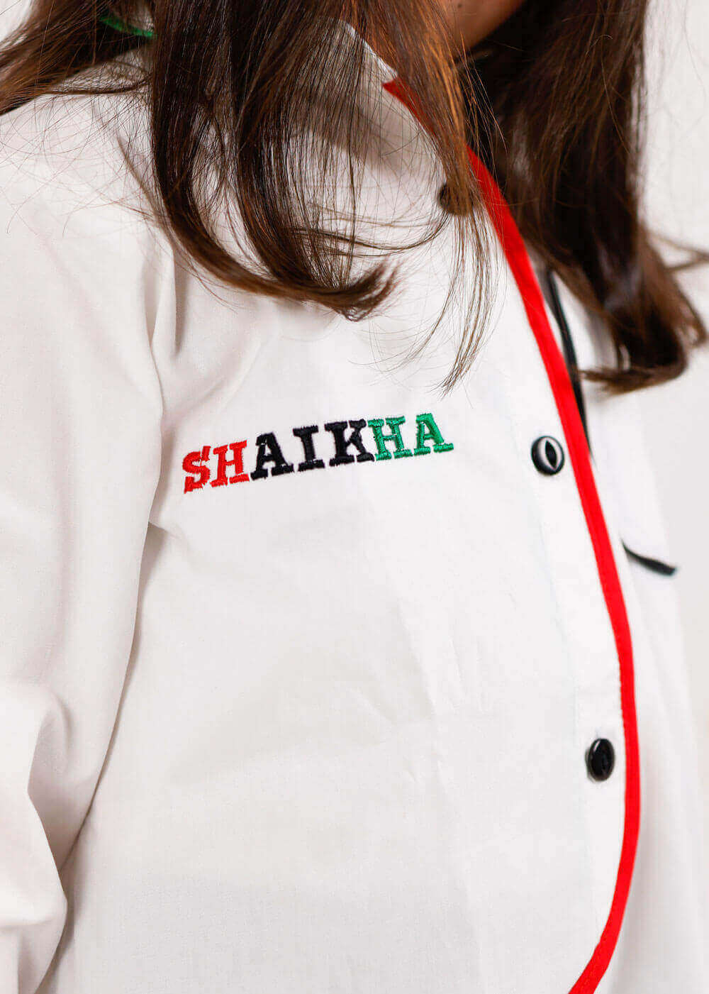 White Cut Shirt With Kuwait Lines For Girls 23PSSTB46