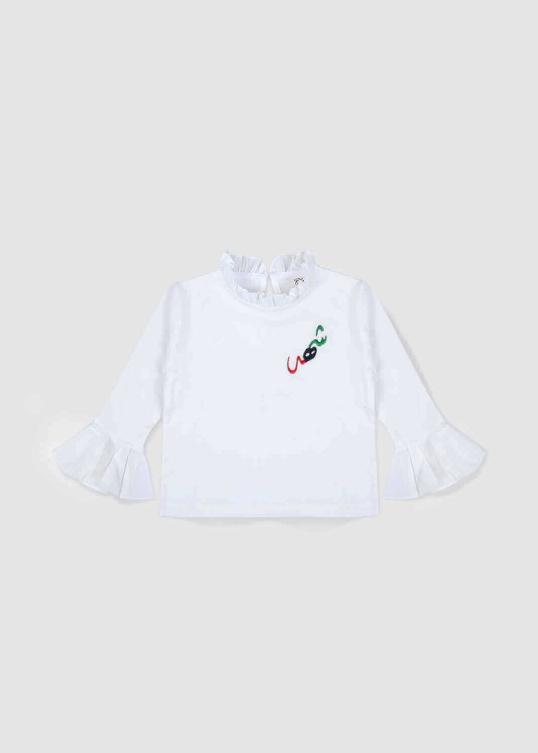 White Top With White Cuffs And Collar For Girl