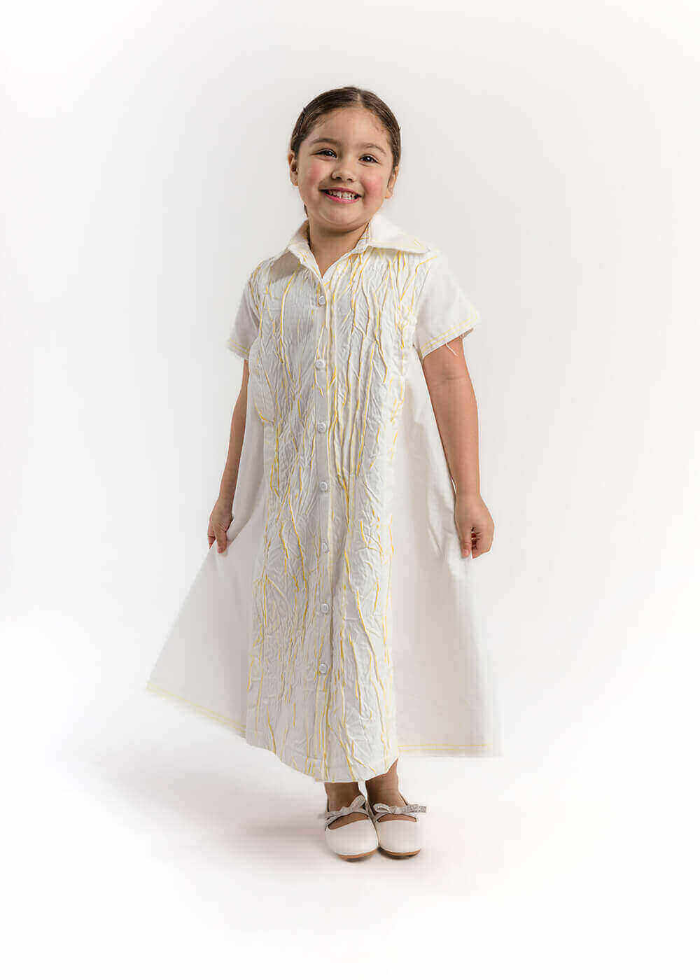 23SS1TB497307 Multi-Color Long White Shirt Inscription Design For Girls