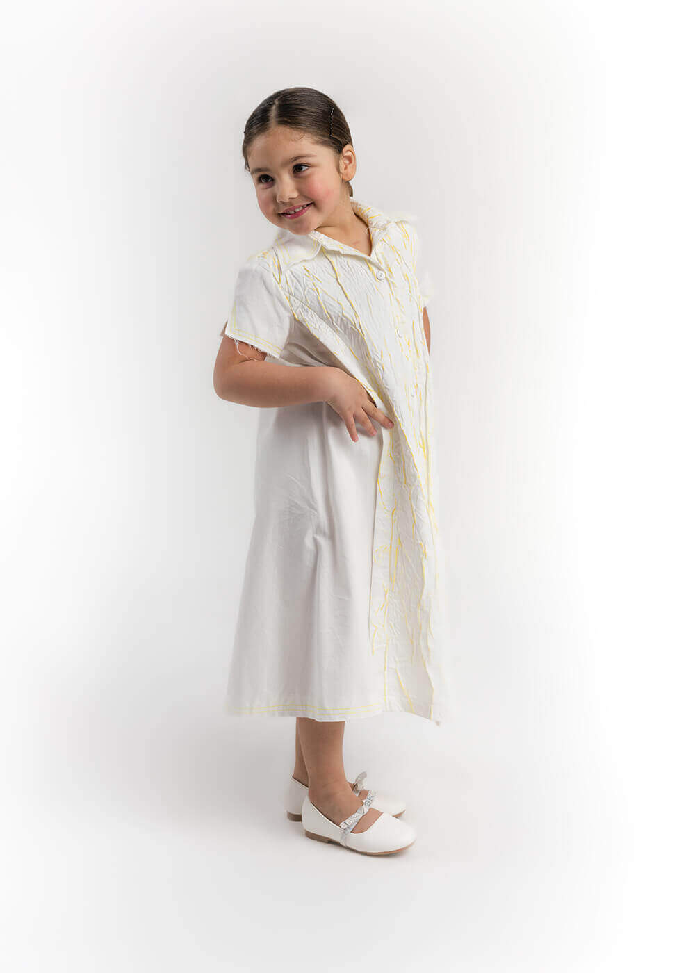 23SS1TB497307 Multi-Color Long White Shirt Inscription Design For Girls