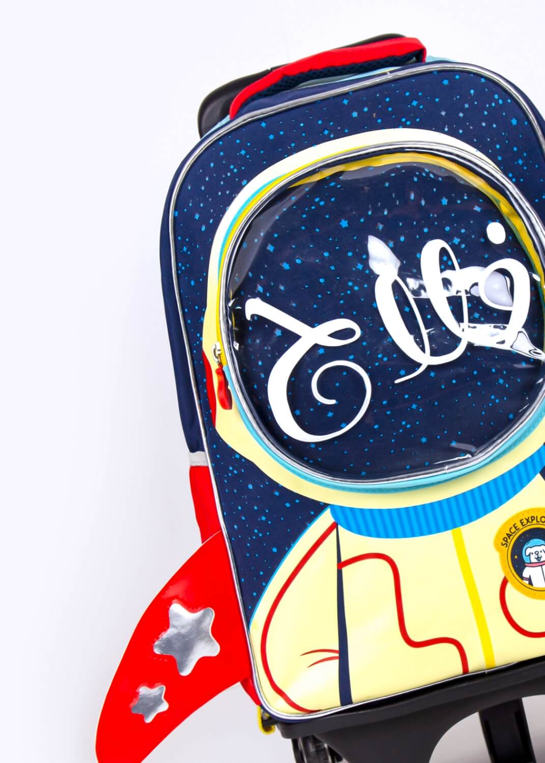 Navy Space Jet School Trolley Bag for Kids (With Name Printing Option)