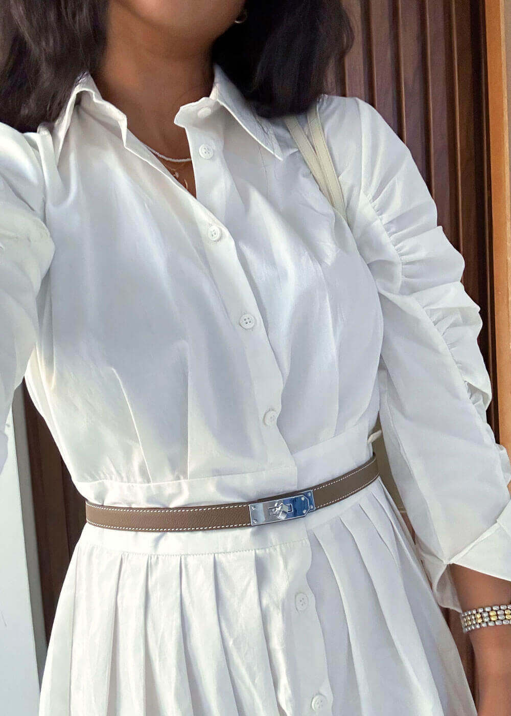 7383 فستان طويل باللون الأبيض للنساء PFW-23