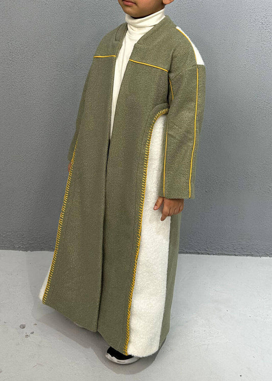 7512 فرو زيتوني مع رقعة بيضاء للأولاد خريف وشتاء 2023