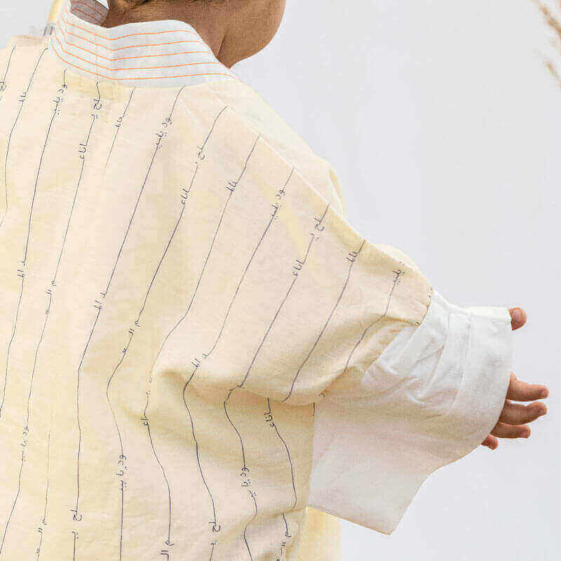 Parmesan Yellow Kimono Arabic Font Dress For Newborn