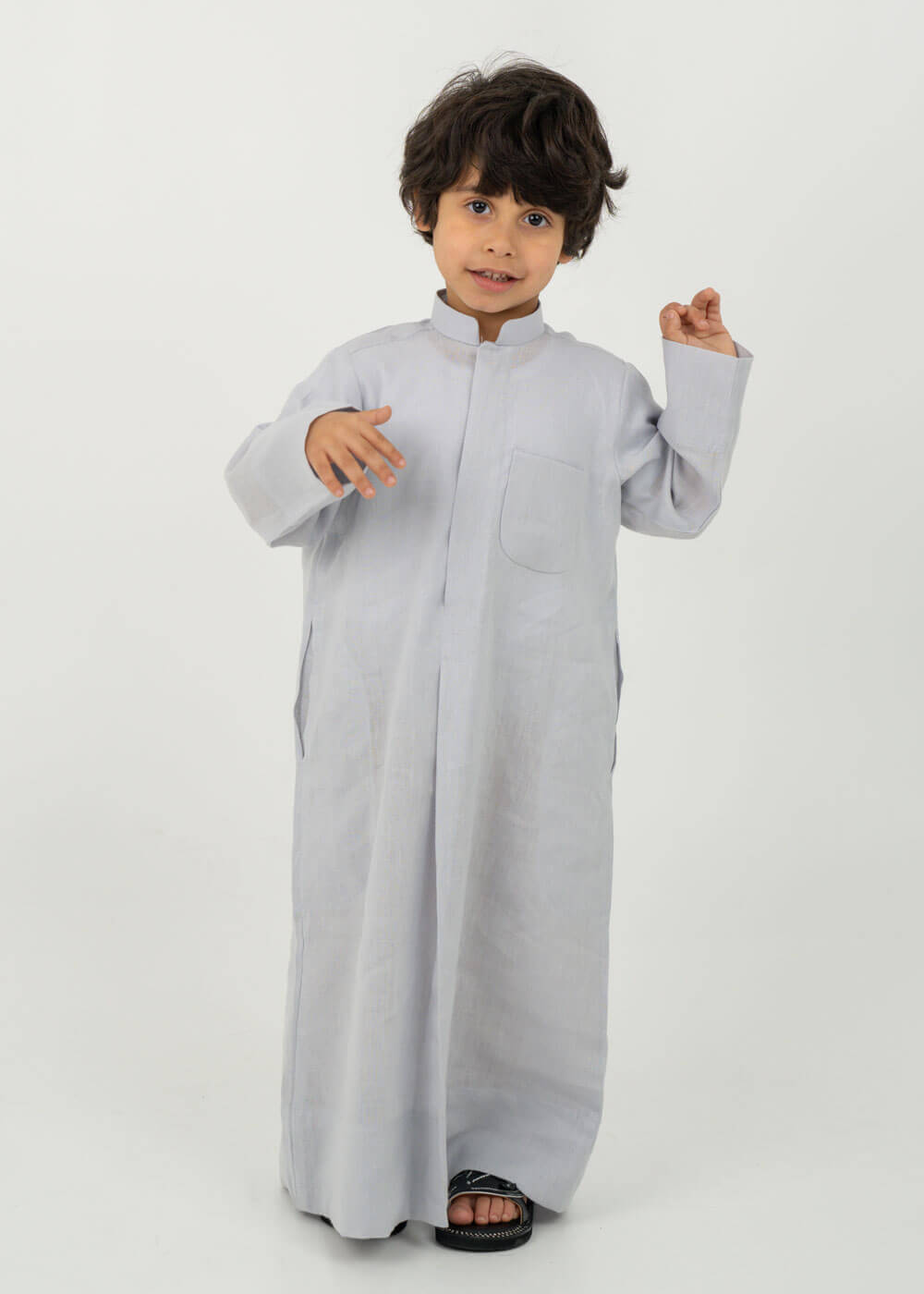 Light Grey Linen Dishdasha Al Jazeera For Kids
