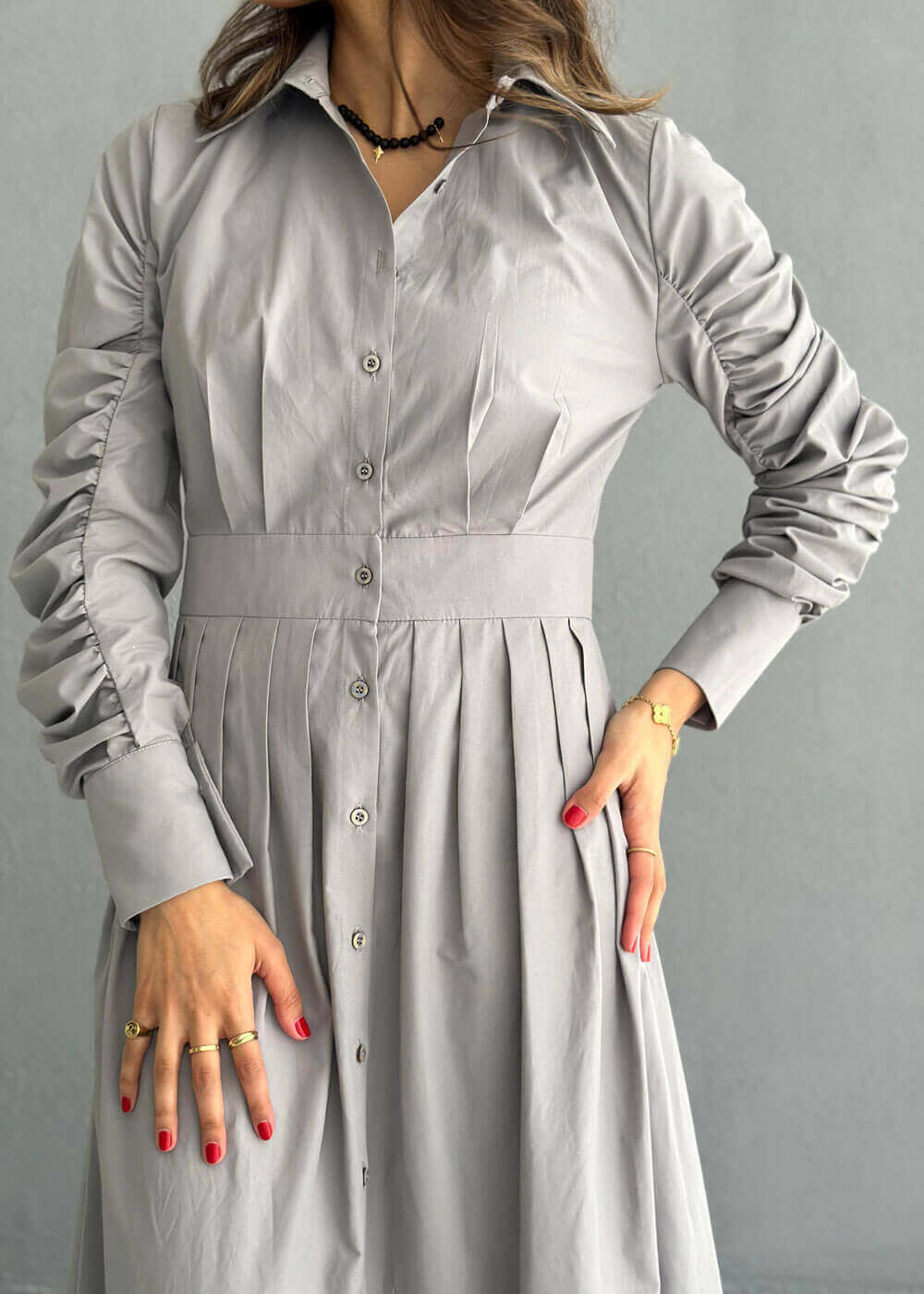 7564 Grey Long Dress For Women