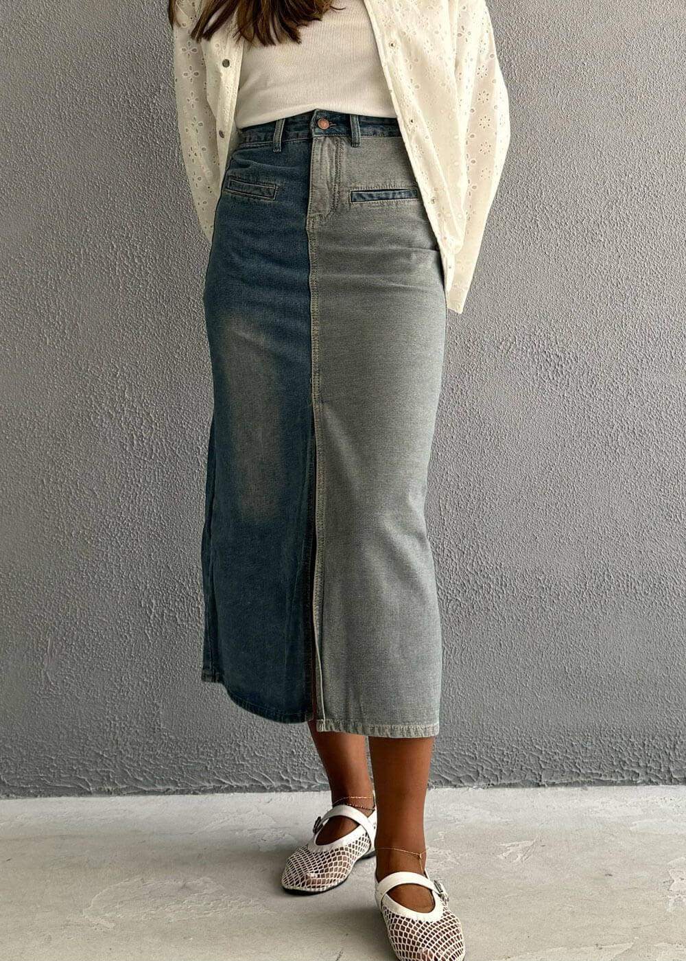 7492 Blue Two Toned High Waist Denim Jeans For Women