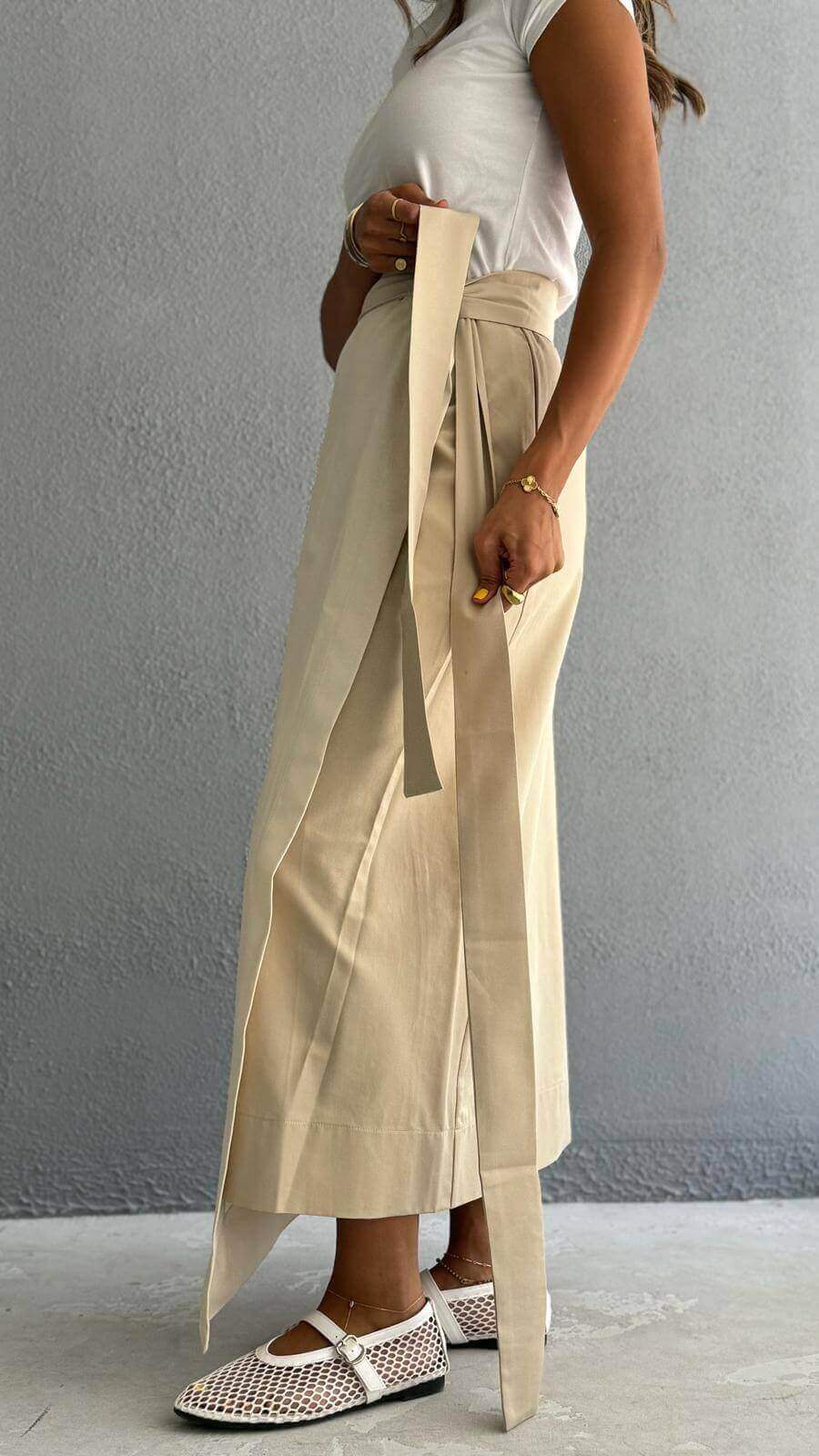 7575 Beige And Green Skirt For Women