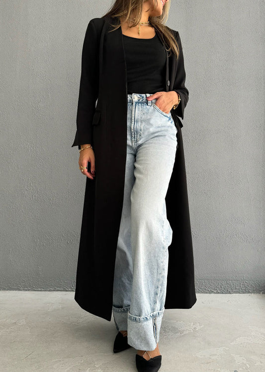 7651 معطف أسود للنساء