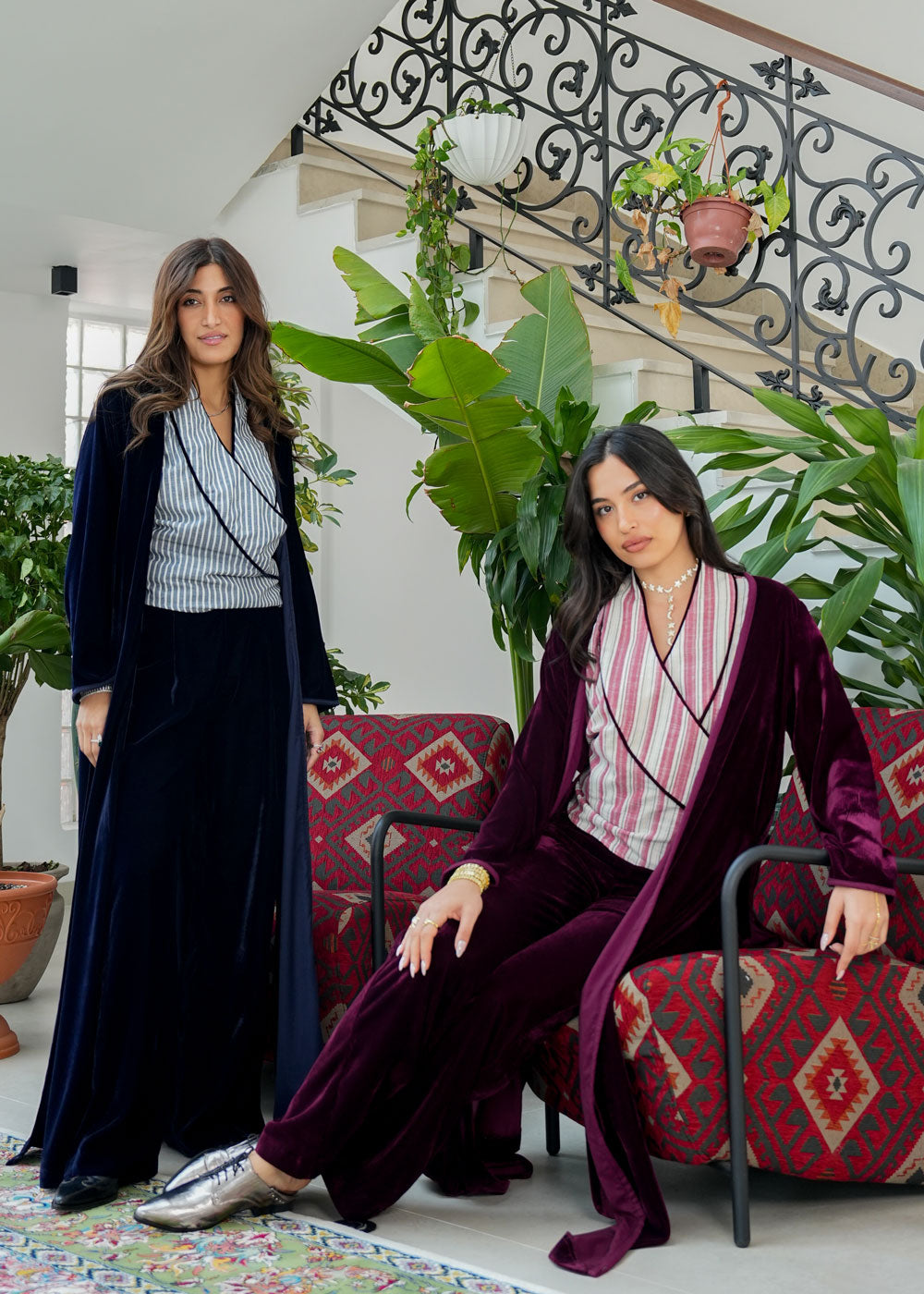 8062 Navy Velvet Daraa Set For Women