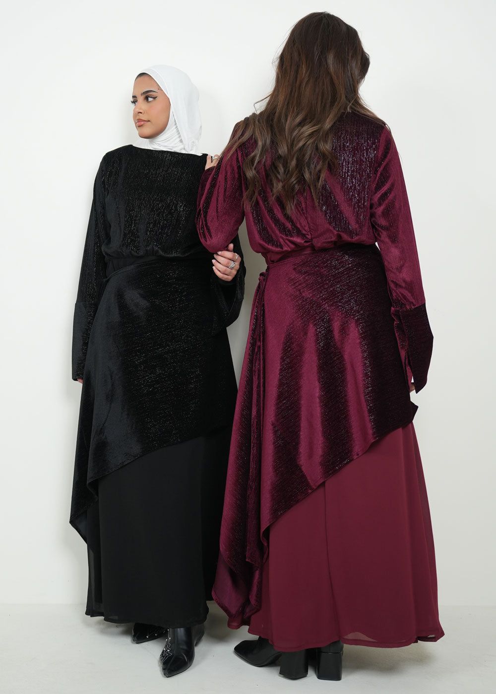 8086 Black Velvet Daraa Set For Women