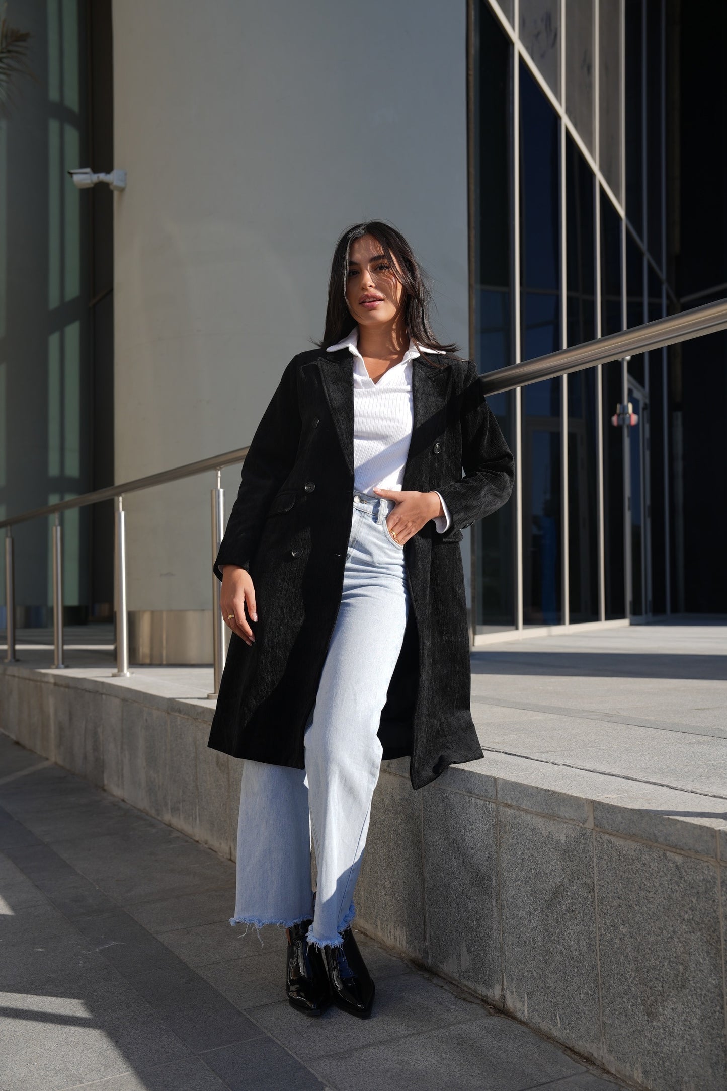 7706 معطف أسود للنساء
