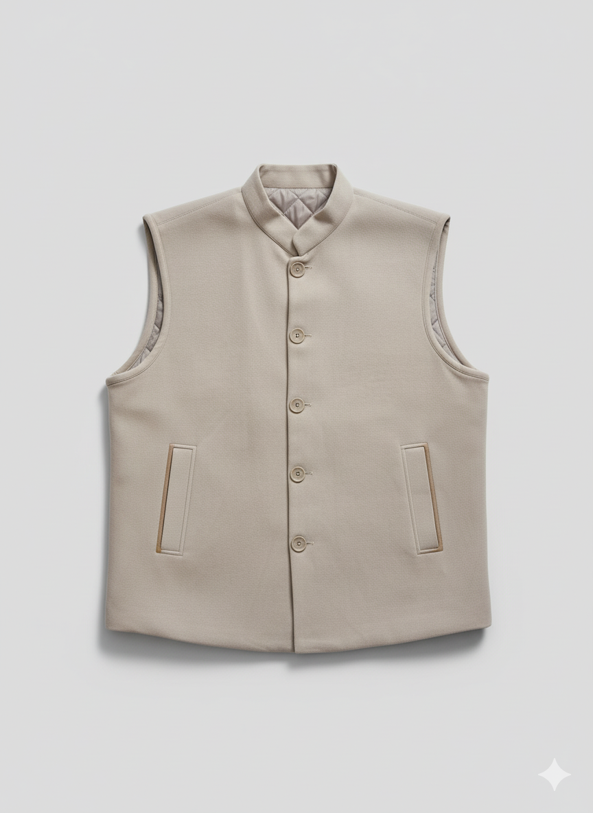 4953 Beige Winter Vest For Men