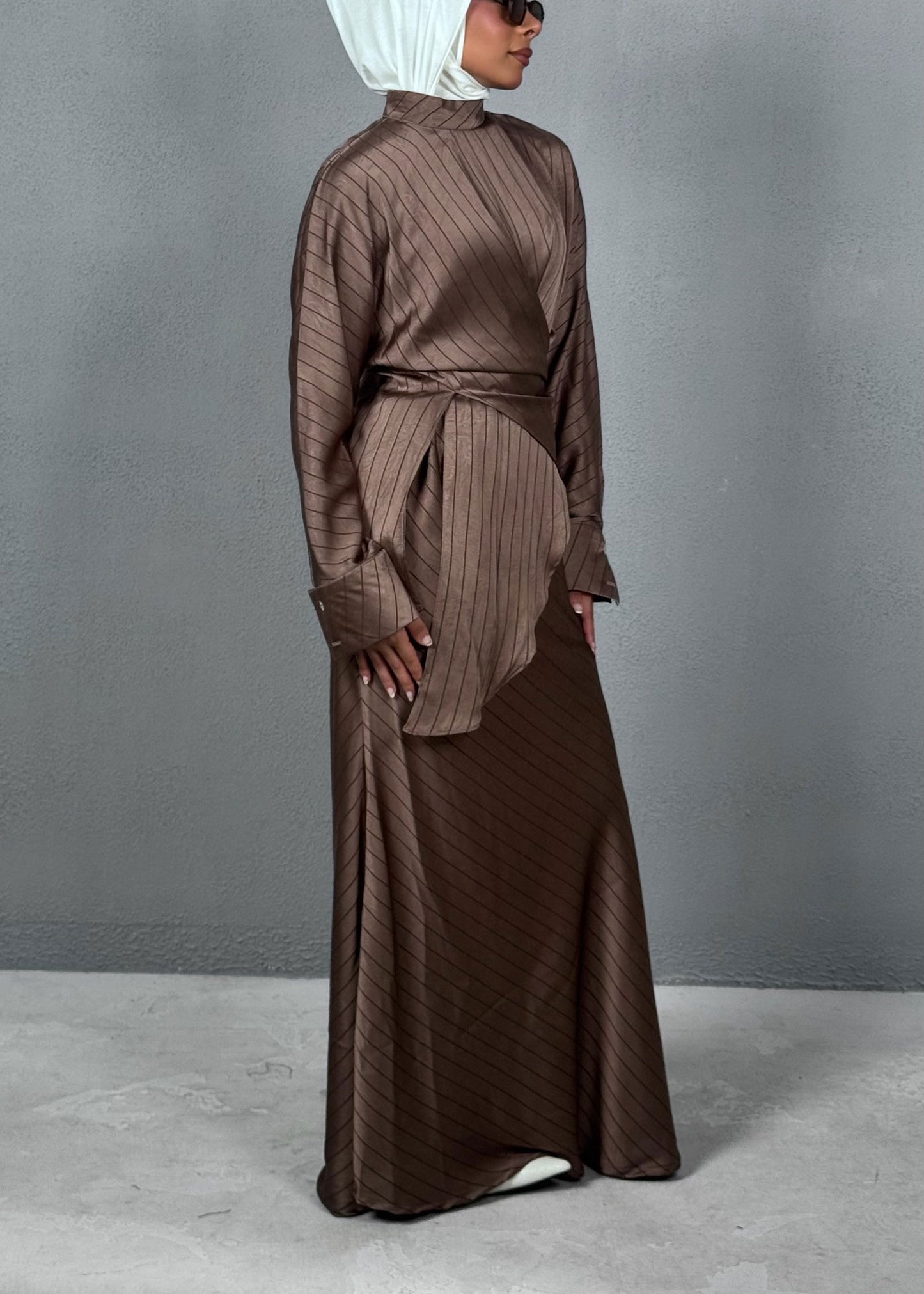 7860 Brown Stripe Set For Women